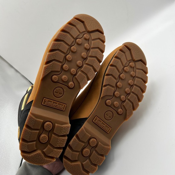 Timberland Euro Hiker Boots Mens 7 Wheat Black Leather Gold Hardware Mid Top - Picture 11 of 12